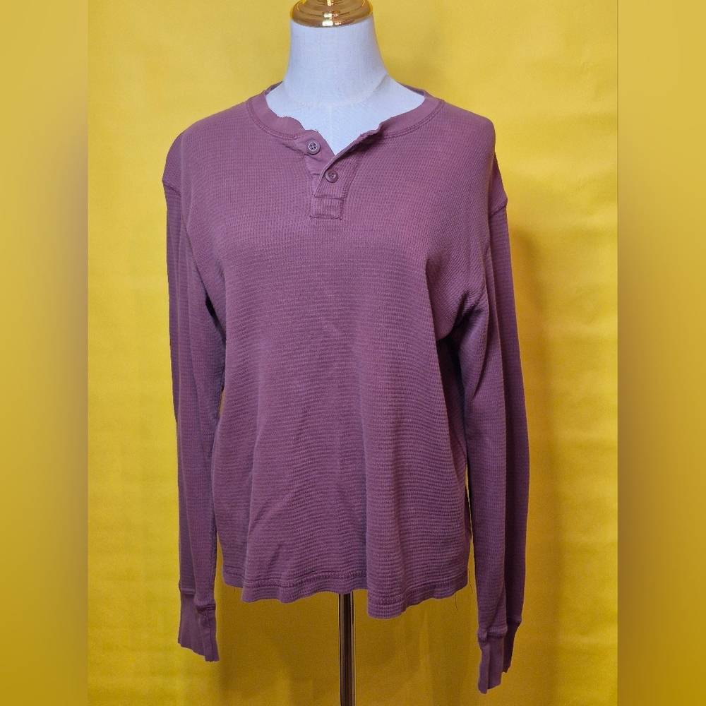 Faded Glory Men's Long Sleeve Henley Top - Mauve